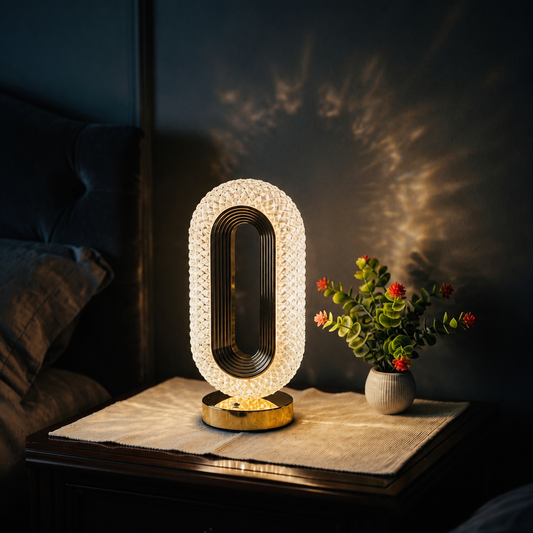 Luxury Crystal Touch Table Lamp – 3 Color Modes | Modern Bedroom & Dressing Decor