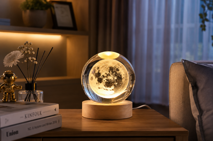 3D Crystal Moon Lamp – Premium LED Crystal Ball Night Light | Elegant Home & Bedroom Decor