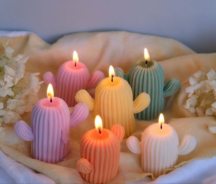 Colorful Cactus Candle