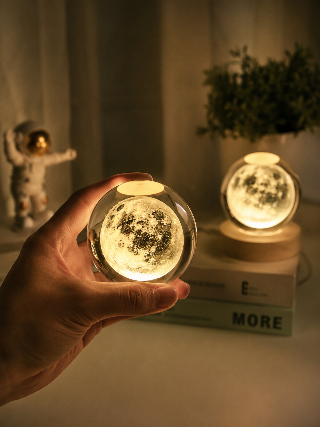 3D Crystal Moon Lamp – Premium LED Crystal Ball Night Light | Elegant Home & Bedroom Decor